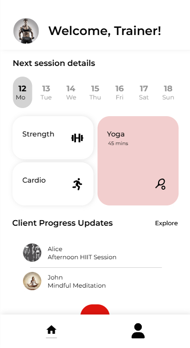 SessionFlow mobile app dashboard